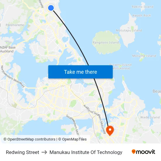 Redwing Street to Manukau Institute Of Technology map