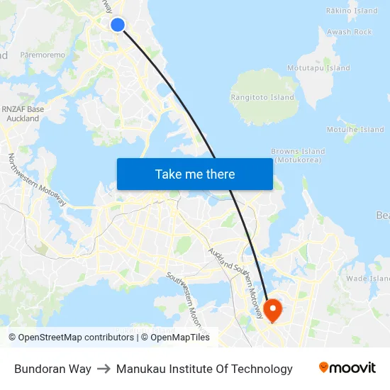 Bundoran Way to Manukau Institute Of Technology map