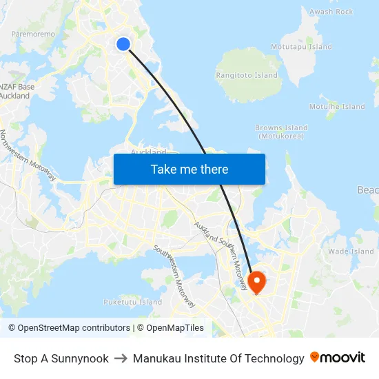 Stop A Sunnynook to Manukau Institute Of Technology map