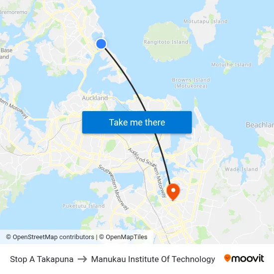 Stop A Takapuna to Manukau Institute Of Technology map