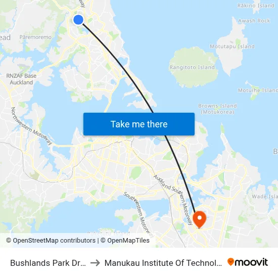 Bushlands Park Drive to Manukau Institute Of Technology map