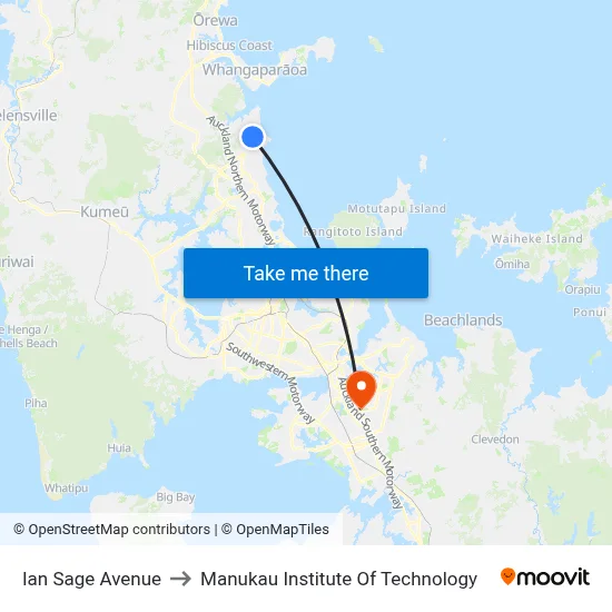 Ian Sage Avenue to Manukau Institute Of Technology map