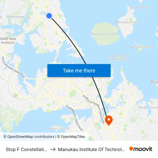 Stop F Constellation to Manukau Institute Of Technology map