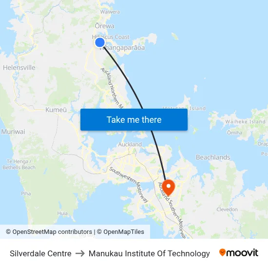 Silverdale Centre to Manukau Institute Of Technology map