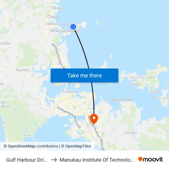 Gulf Harbour Drive to Manukau Institute Of Technology map