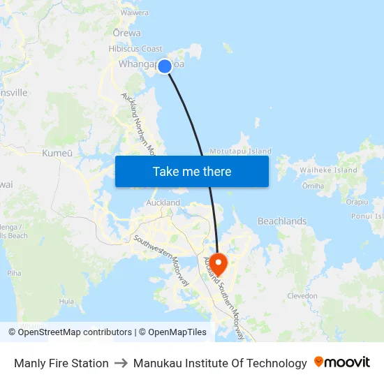 Manly Fire Station to Manukau Institute Of Technology map