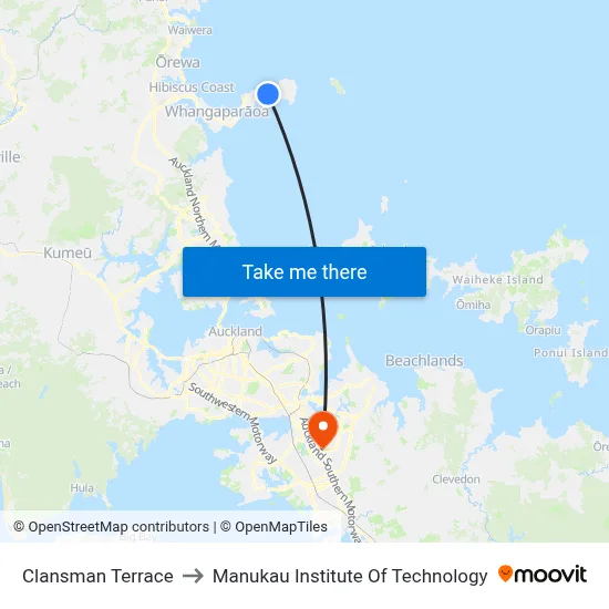 Clansman Terrace to Manukau Institute Of Technology map