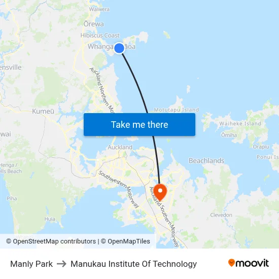 Manly Park to Manukau Institute Of Technology map