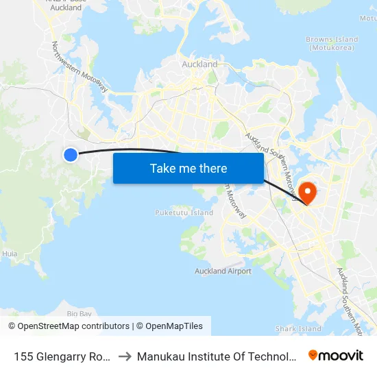 155 Glengarry Road to Manukau Institute Of Technology map