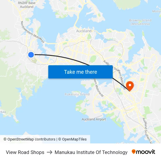 View Road Shops to Manukau Institute Of Technology map