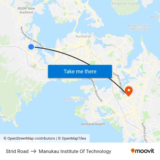 Strid Road to Manukau Institute Of Technology map