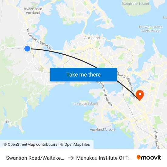 Swanson Road/Waitakere College to Manukau Institute Of Technology map