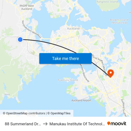 88 Summerland Drive to Manukau Institute Of Technology map