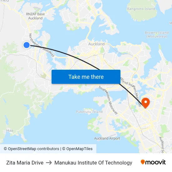 Zita Maria Drive to Manukau Institute Of Technology map