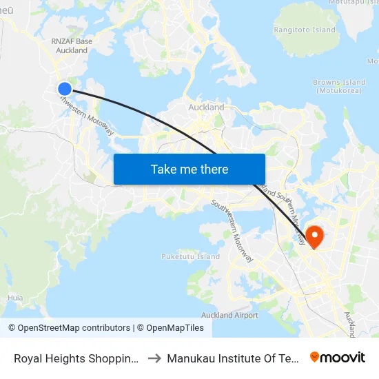 Royal Heights Shopping Centre to Manukau Institute Of Technology map