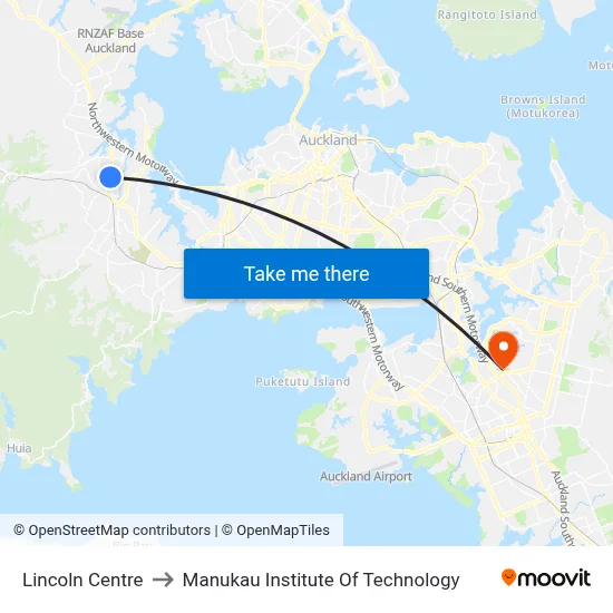 Lincoln Centre to Manukau Institute Of Technology map