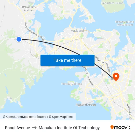 Ranui Avenue to Manukau Institute Of Technology map