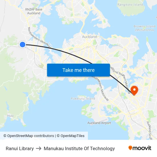 Ranui Library to Manukau Institute Of Technology map