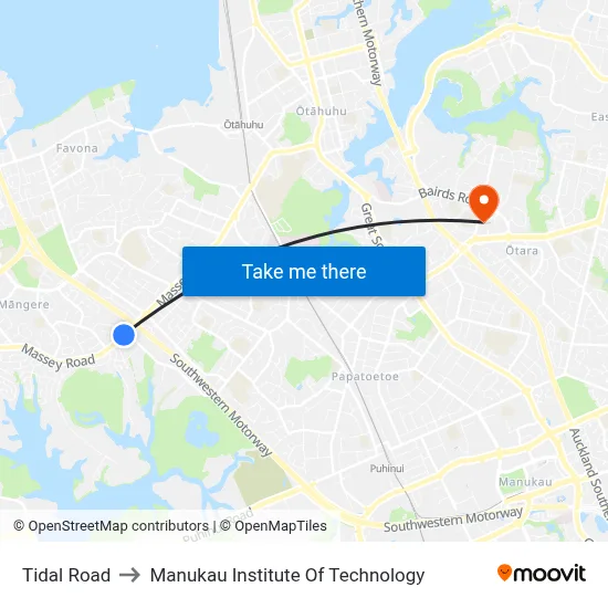 Tidal Road to Manukau Institute Of Technology map