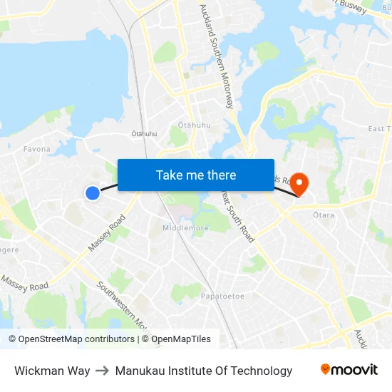 Wickman Way to Manukau Institute Of Technology map