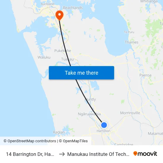 14 Barrington Dr, Hamilton to Manukau Institute Of Technology map