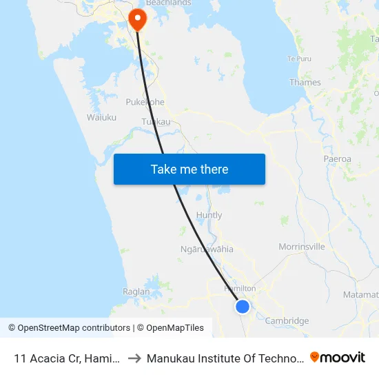 11 Acacia Cr, Hamilton to Manukau Institute Of Technology map
