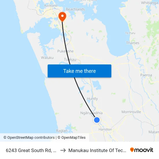 6243 Great South Rd, Horotiu to Manukau Institute Of Technology map