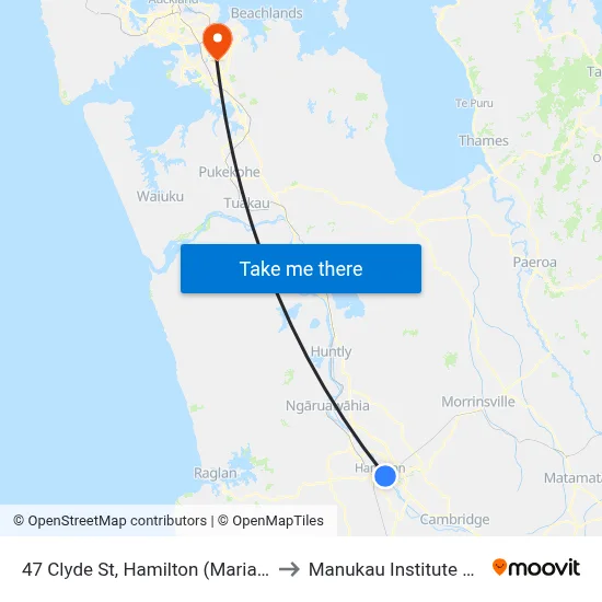 47 Clyde St, Hamilton (Marian Catholic School) to Manukau Institute Of Technology map