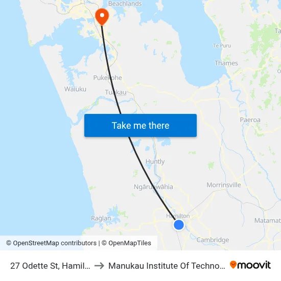 27 Odette St, Hamilton to Manukau Institute Of Technology map