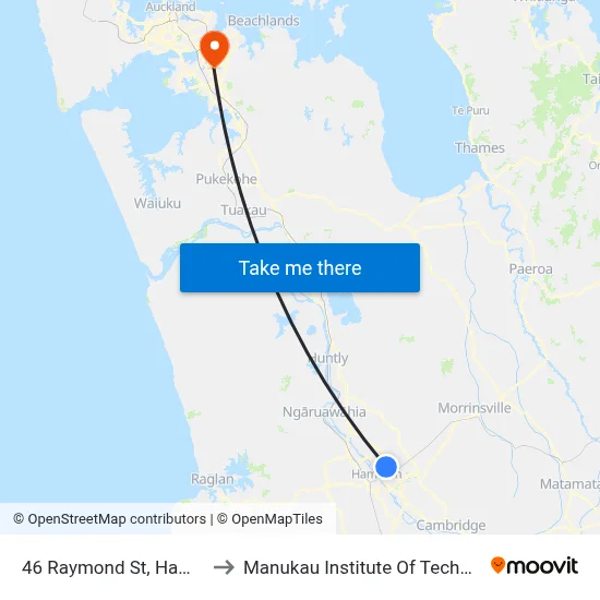 46 Raymond St, Hamilton to Manukau Institute Of Technology map