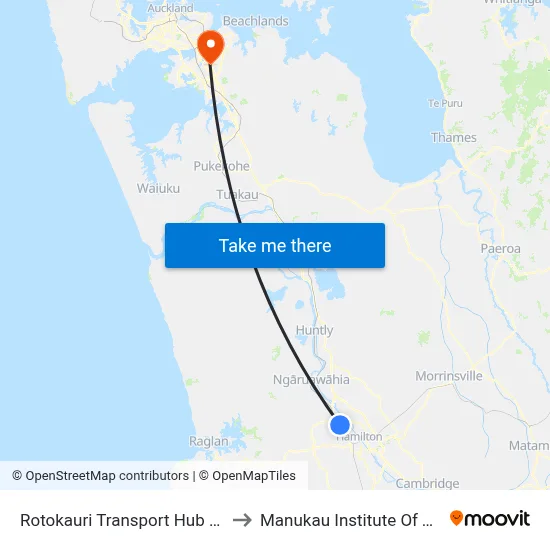 Rotokauri Transport Hub (Platform 3) to Manukau Institute Of Technology map