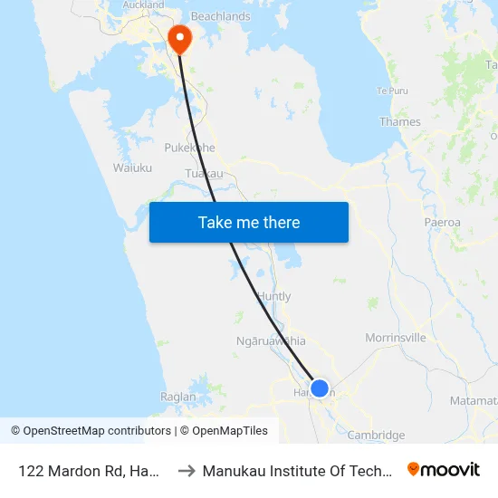 122 Mardon Rd, Hamilton to Manukau Institute Of Technology map