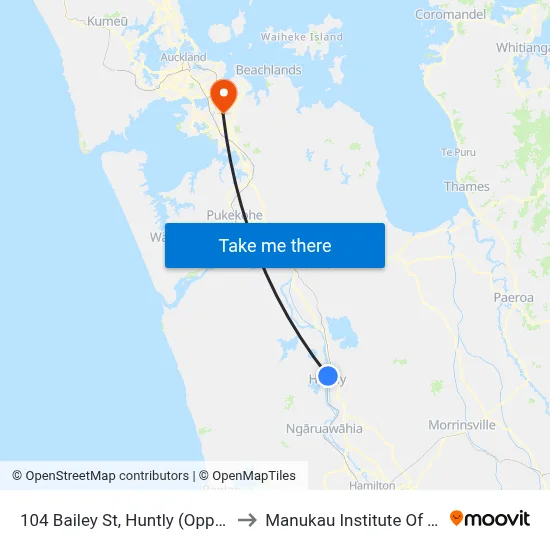 104 Bailey St, Huntly (Opp Four Square) to Manukau Institute Of Technology map