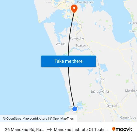 26 Manukau Rd, Raglan to Manukau Institute Of Technology map