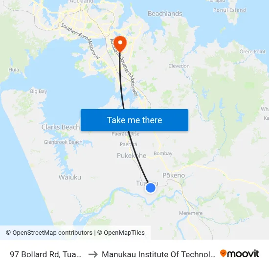 97 Bollard Rd, Tuakau to Manukau Institute Of Technology map