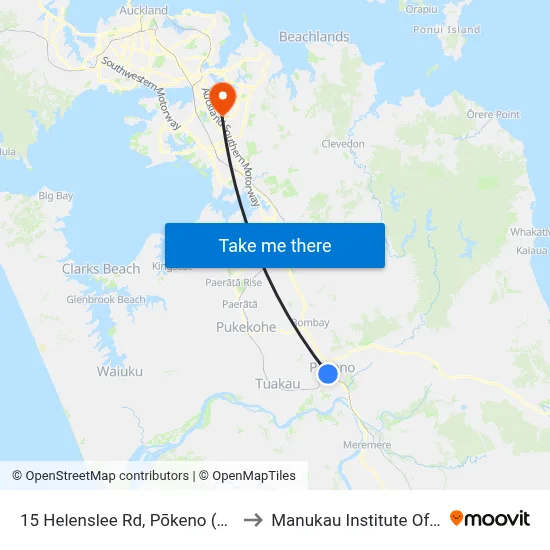 15 Helenslee Rd, Pōkeno (Pōkeno School) to Manukau Institute Of Technology map