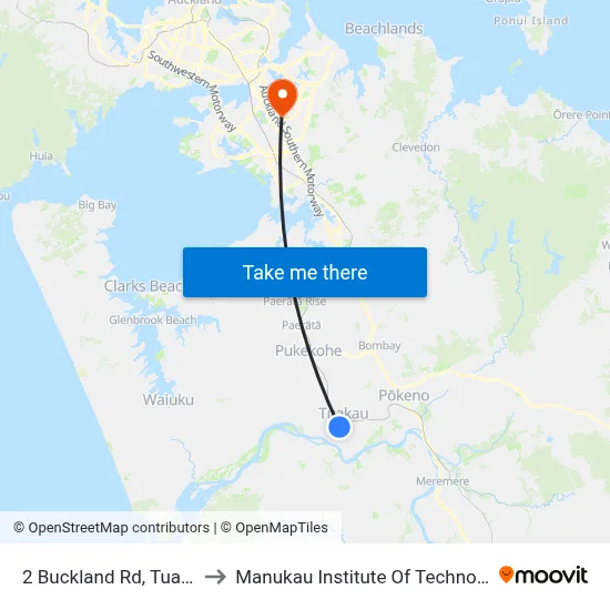 2 Buckland Rd, Tuakau to Manukau Institute Of Technology map