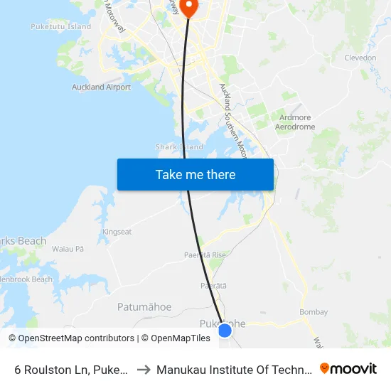 6 Roulston Ln, Pukekohe to Manukau Institute Of Technology map