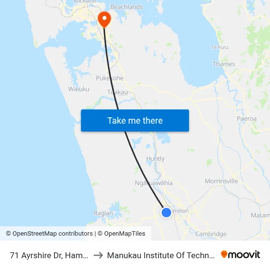 71 Ayrshire Dr, Hamilton to Manukau Institute Of Technology map