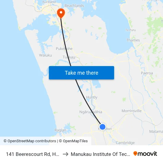 141 Beerescourt Rd, Hamilton to Manukau Institute Of Technology map