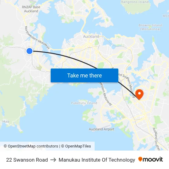22 Swanson Road to Manukau Institute Of Technology map