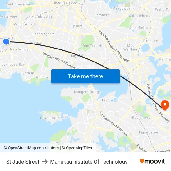 St Jude Street to Manukau Institute Of Technology map