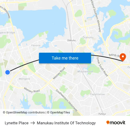 Lynette Place to Manukau Institute Of Technology map