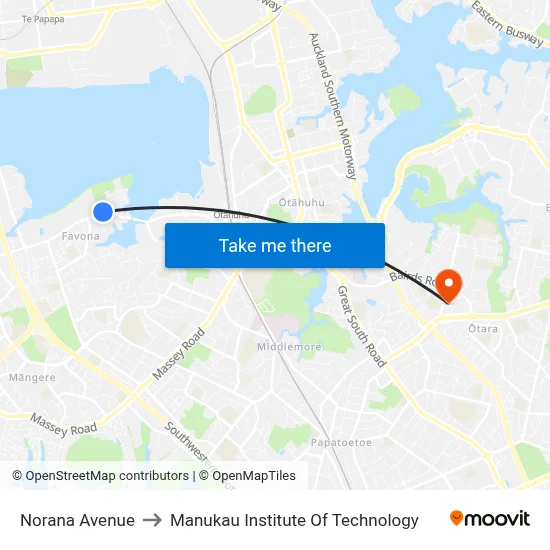 Norana Avenue to Manukau Institute Of Technology map