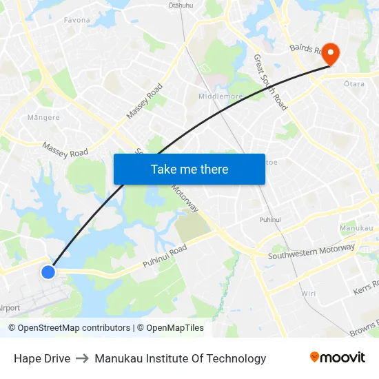 Hape Drive to Manukau Institute Of Technology map