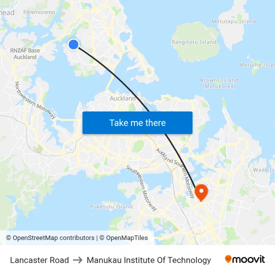 Lancaster Road to Manukau Institute Of Technology map