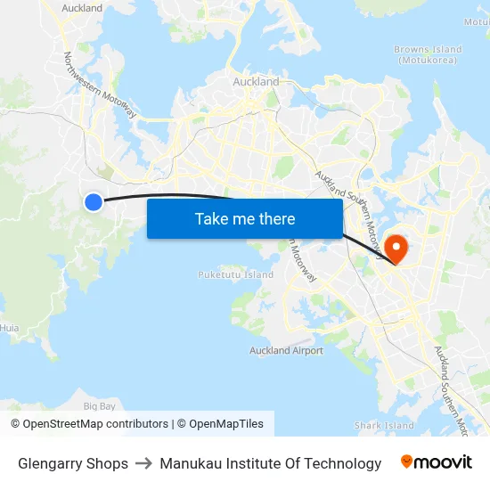 Glengarry Shops to Manukau Institute Of Technology map