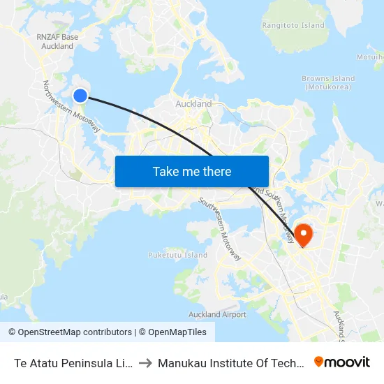 Te Atatu Peninsula Library to Manukau Institute Of Technology map