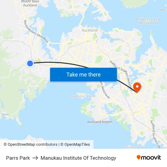 Parrs Park to Manukau Institute Of Technology map