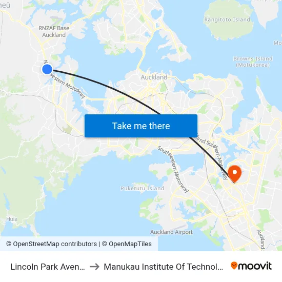 Lincoln Park Avenue to Manukau Institute Of Technology map